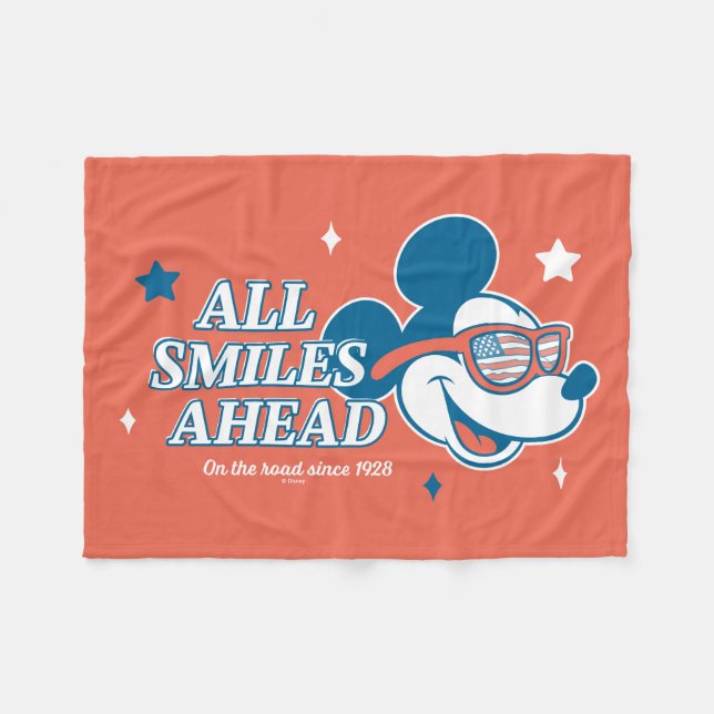 Patriotic Mickey Mouse All Smiles Ahead Fleece Blanket (Front (Horizontal))