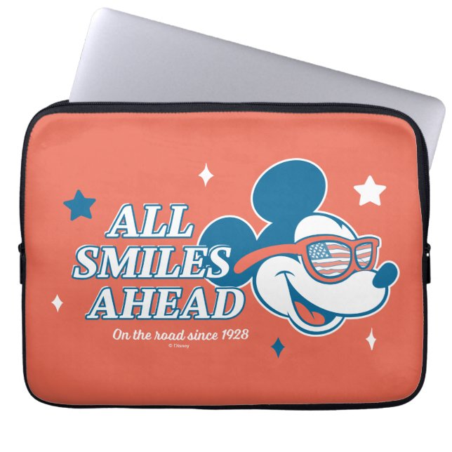 Patriotic Mickey Mouse All Smiles Ahead Laptop Sleeve (Front)