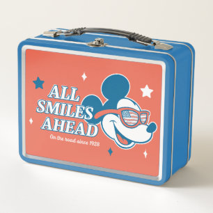 Patriotic Mickey Mouse All Smiles Ahead Metal Lunch Box