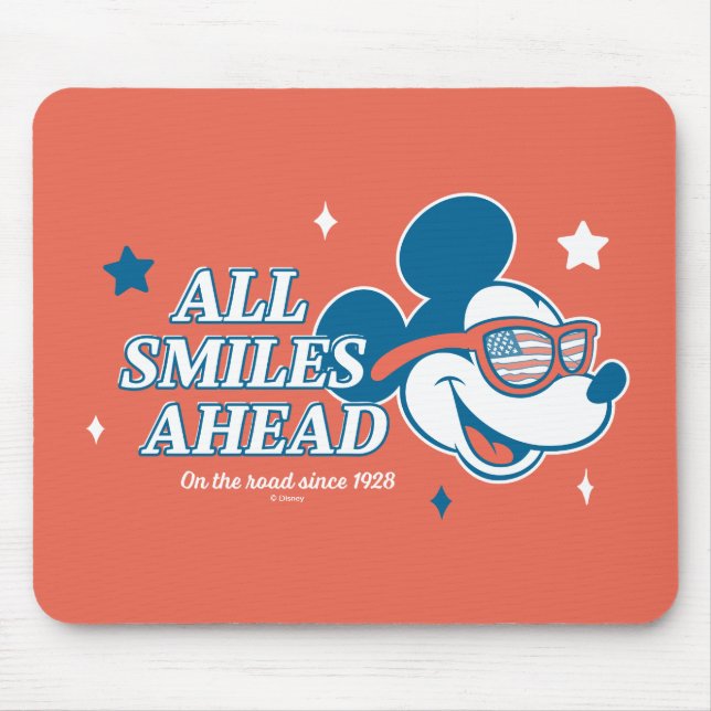 Patriotic Mickey Mouse All Smiles Ahead Mouse Pad (Front)