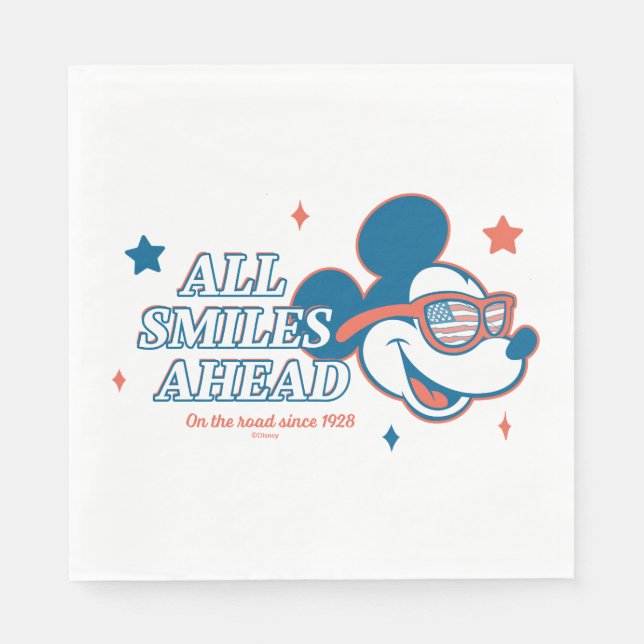 Patriotic Mickey Mouse All Smiles Ahead Napkins (Front)