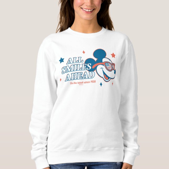 Patriotic Mickey Mouse All Smiles Ahead Sweatshirt (Front)