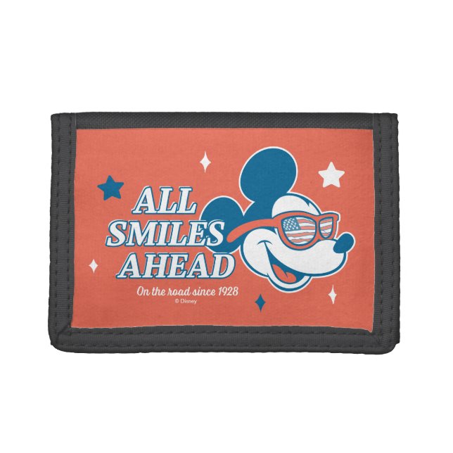 Patriotic Mickey Mouse All Smiles Ahead Trifold Wallet (Front)