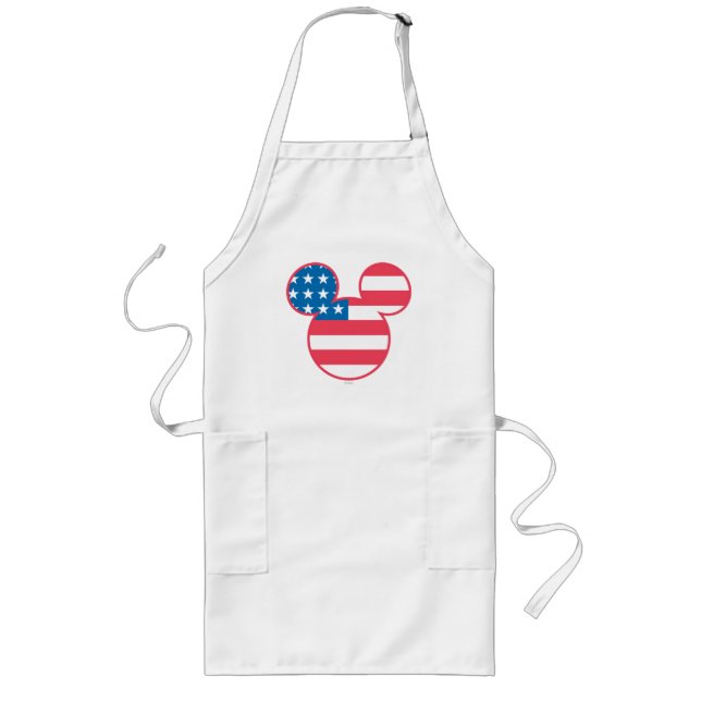Patriotic Mickey Mouse American Flag Icon Long Apron (Front)