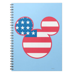 Patriotic Mickey Mouse American Flag Icon Notebook