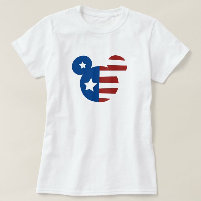 Patriotic Mickey Mouse American Flag T-Shirt (Design Front)