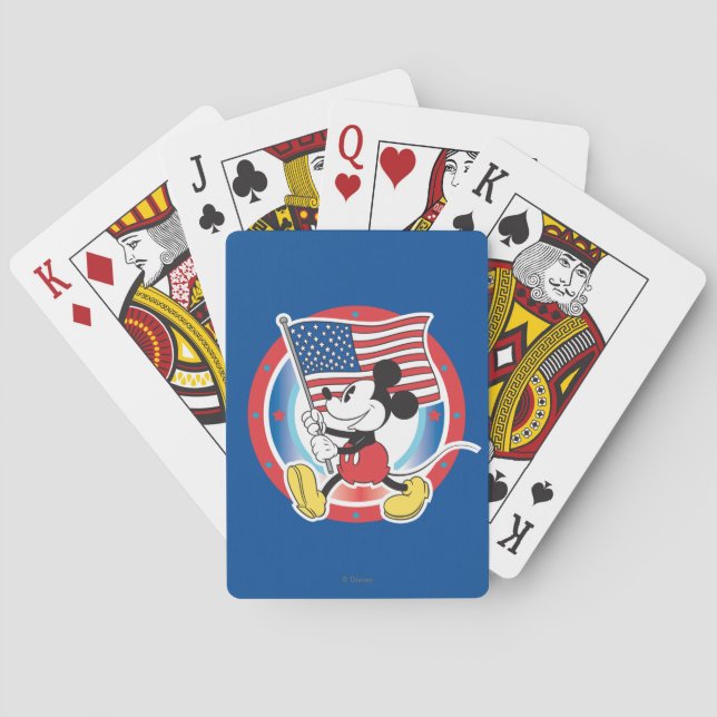 Patriotic Mickey Mouse Flag Design Poker Cards (Back)
