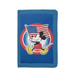 Patriotic Mickey Mouse Flag Design Tri-fold Wallet