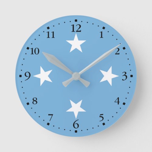 Patriotic Micronesia Flag Round Clock