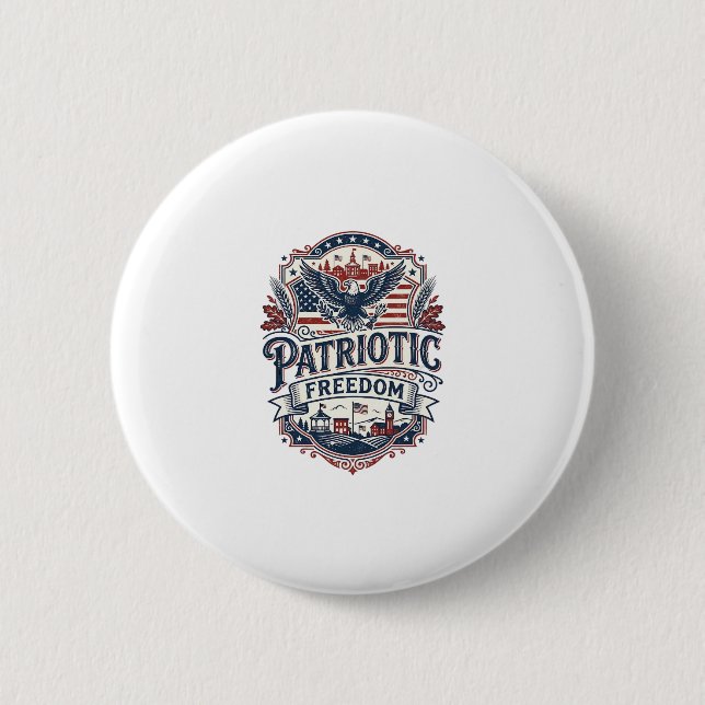 Patriotic Midwest Small Town Pride Vector Graphic  Button (Front)
