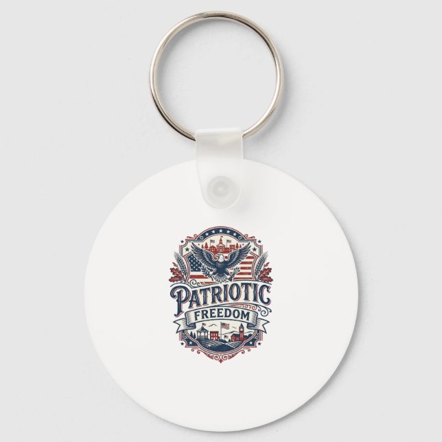 Patriotic Midwest Small Town Pride Vector Graphic  Keychain (Front)