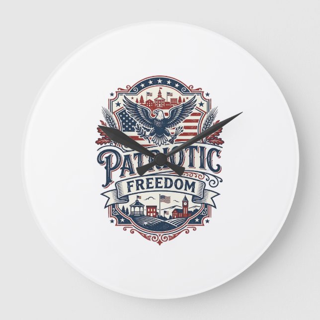 Patriotic Midwest Small Town Pride Vector Graphic  Large Clock (Front)