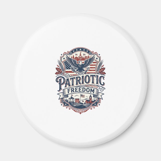 Patriotic Midwest Small Town Pride Vector Graphic  Magnet (Front)