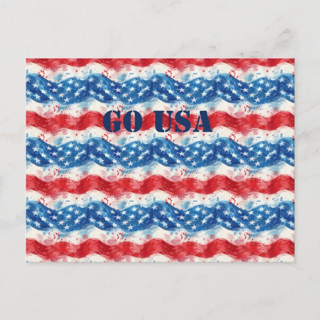 Patriotic Military America USA Postcard Flag (Front)