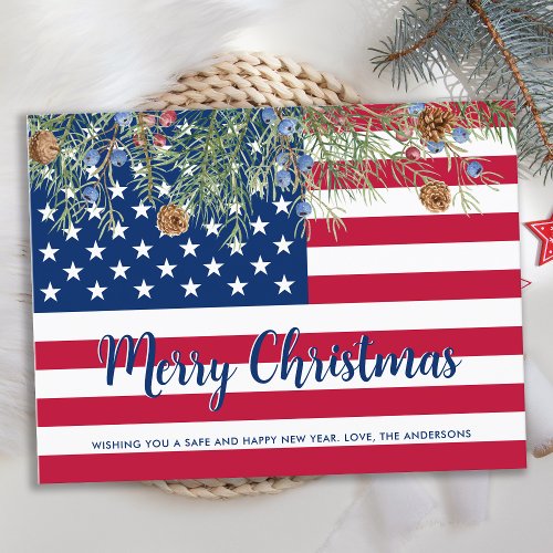 Patriotic Military American Flag Christmas Card
