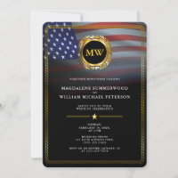 Patriotic Military American Flag & Gold Frame