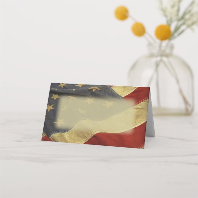 Patriotic Military American Flag Place Card (Front)