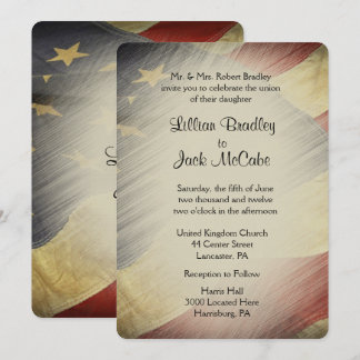 Patriotic Military American Vintage Flag Wedding Invitation