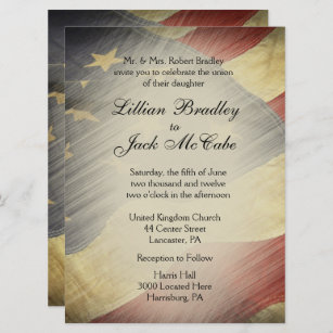 Patriotic Military American Vintage Flag Wedding Invitation