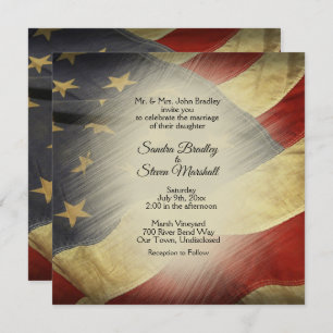 Patriotic Military American Vintage Flag Wedding Invitation