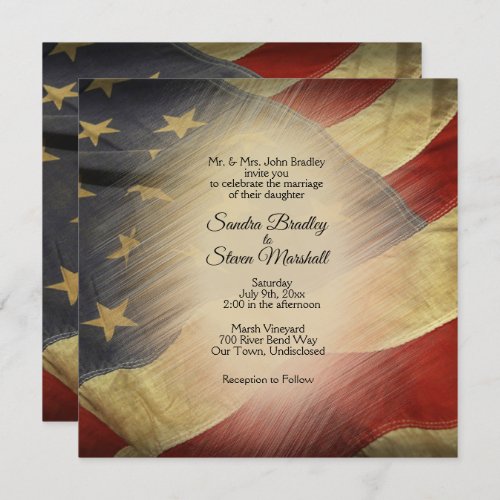 Patriotic Military American Vintage Flag Wedding Invitation