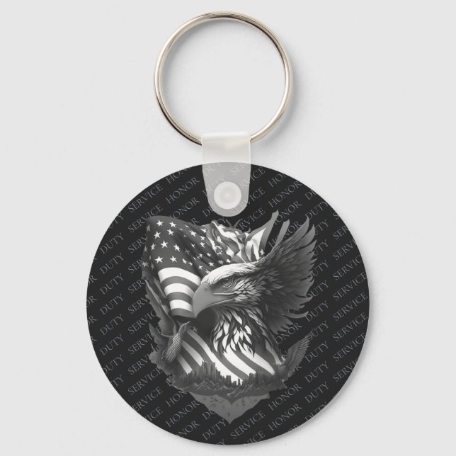 Patriotic Military Appreciation Thank You Veterans Keychain (Front)