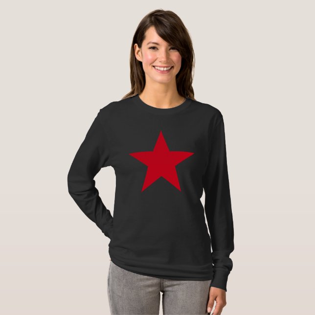 Patriotic Military Army War Red Star Symbol Sign T-Shirt (Front Full)
