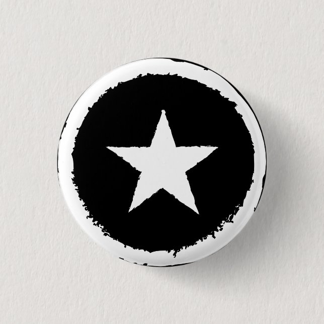 Patriotic Military Army War White Star Symbol Sign Button (Front)