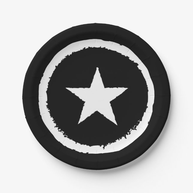Patriotic Military Army War White Star Symbol Sign Paper Plates (Front)