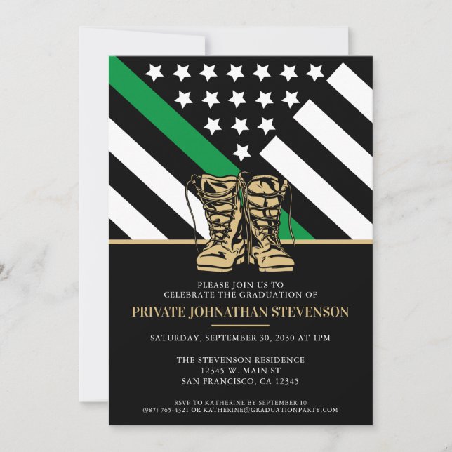Patriotic Military Basic Training Graduation Party Invitation (Front)