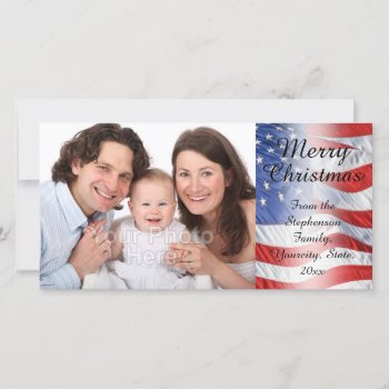 Patriotic Military Christmas American Flag Holiday Card by ChristmasCardShop at Zazzle