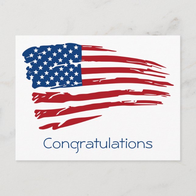 Patriotic Military Congratulations American Flag Postcard (Front)