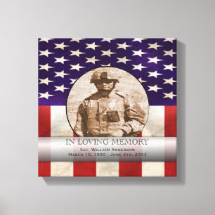 Patriotic Military Custom Personalized Memorial Canvas Print