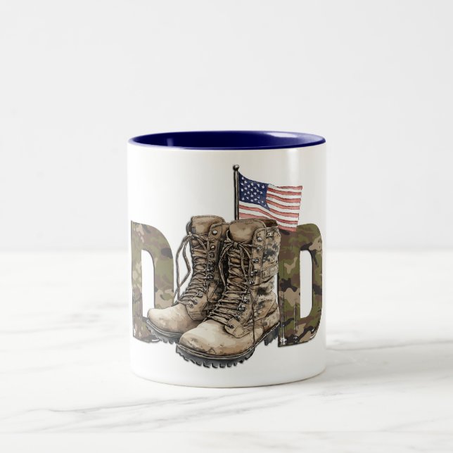 Patriotic Military Dad Two-Tone Coffee Mug (Center)