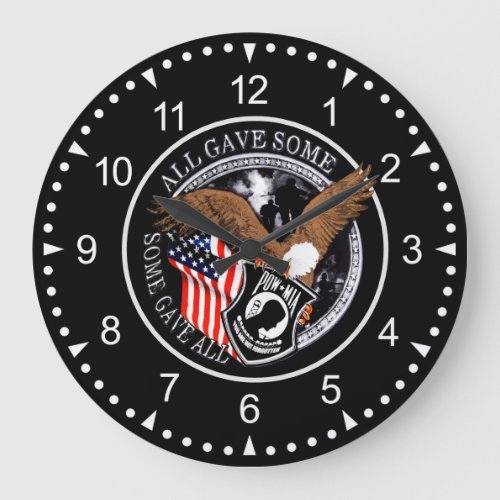 Patriotic Military Eagle POW_MIA  Large Clock