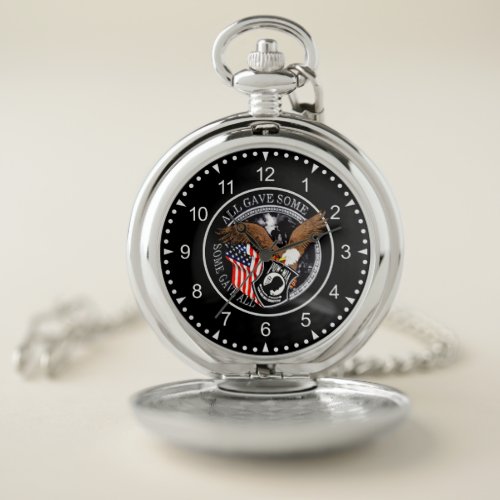 Patriotic Military Eagle POW_MIA Pocket Watch