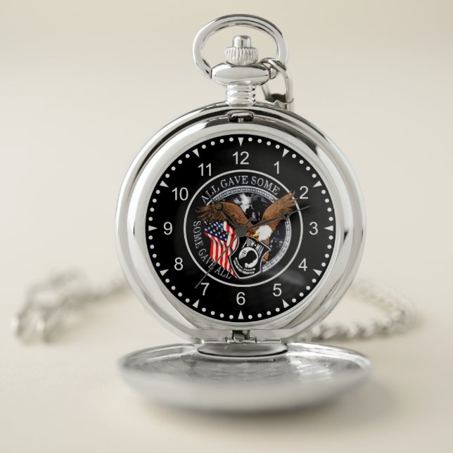 Patriotic Military Eagle POW-MIA Pocket Watch (Inside)
