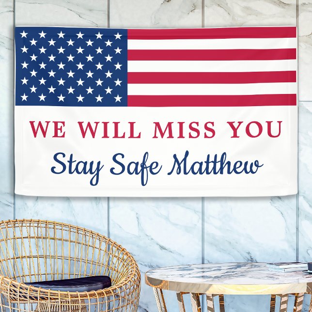 Patriotic Military Going Away Party American Flag  Banner (Creator Uploaded)