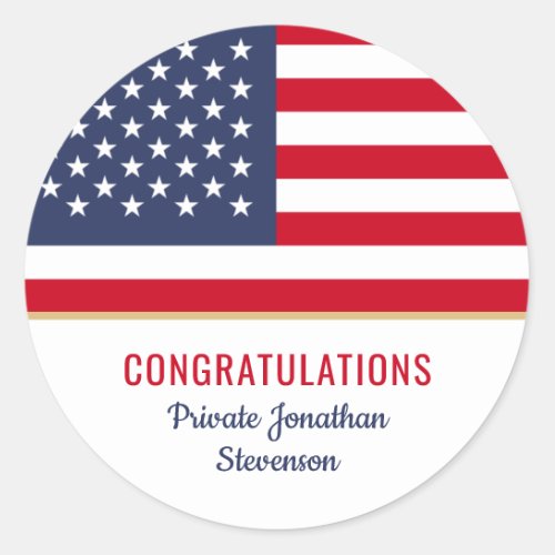 Patriotic Military Graduation Army American Flag Classic Round Sticker