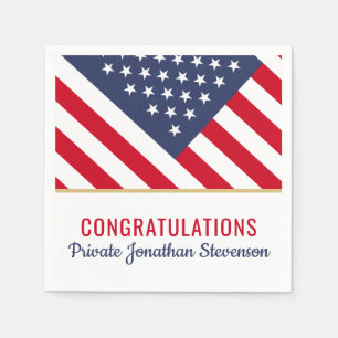 Patriotic Military Graduation Army American Flag Napkins