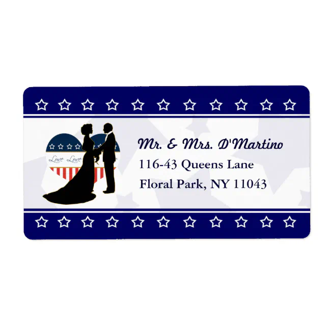 Patriotic Military Love Heart Shipping Label (Front)