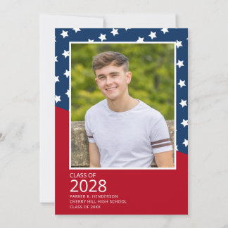 Patriotic Military Photo Graduation Party Invitation