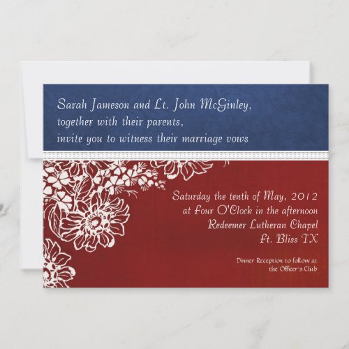 Patriotic Military Red White and Blue Wedding Custom Invitation