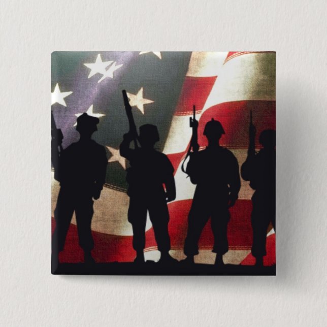 Patriotic Military Soldier Silhouette Button (Front)