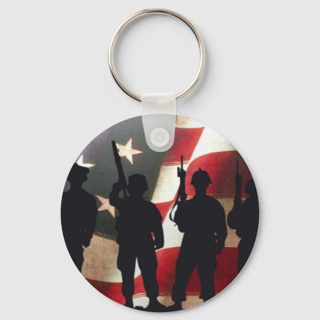 Patriotic Military Soldier Silhouette Keychain (Front)