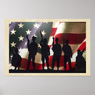 Patriotic Military Soldier Silhouette Poster