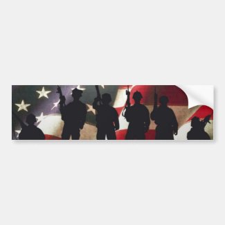 Patriotic Military Soldier Silhouettes Bumper Sticker