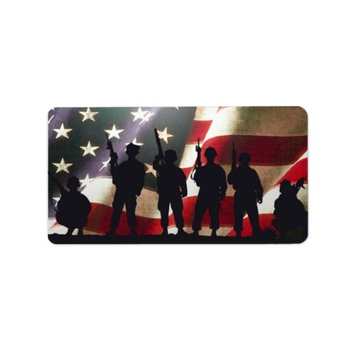 Patriotic Military Soldier Silhouettes Label