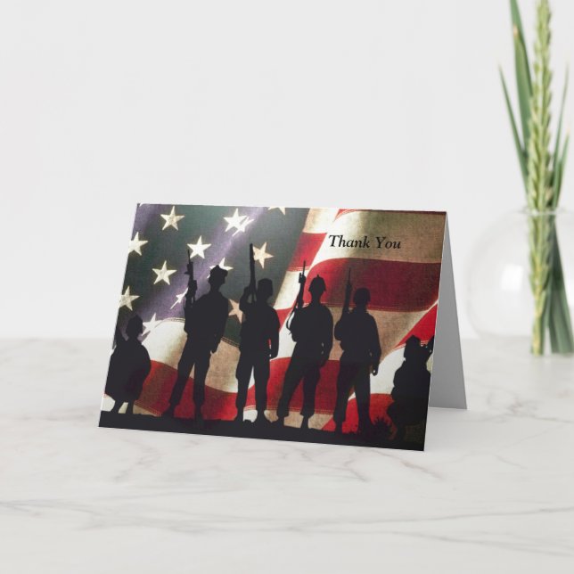 Patriotic Military Soldier Thank You Personalized Card (Front)