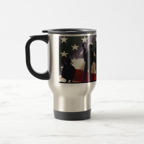 Patriotic Military Soldiers Silhouette Travel Mug